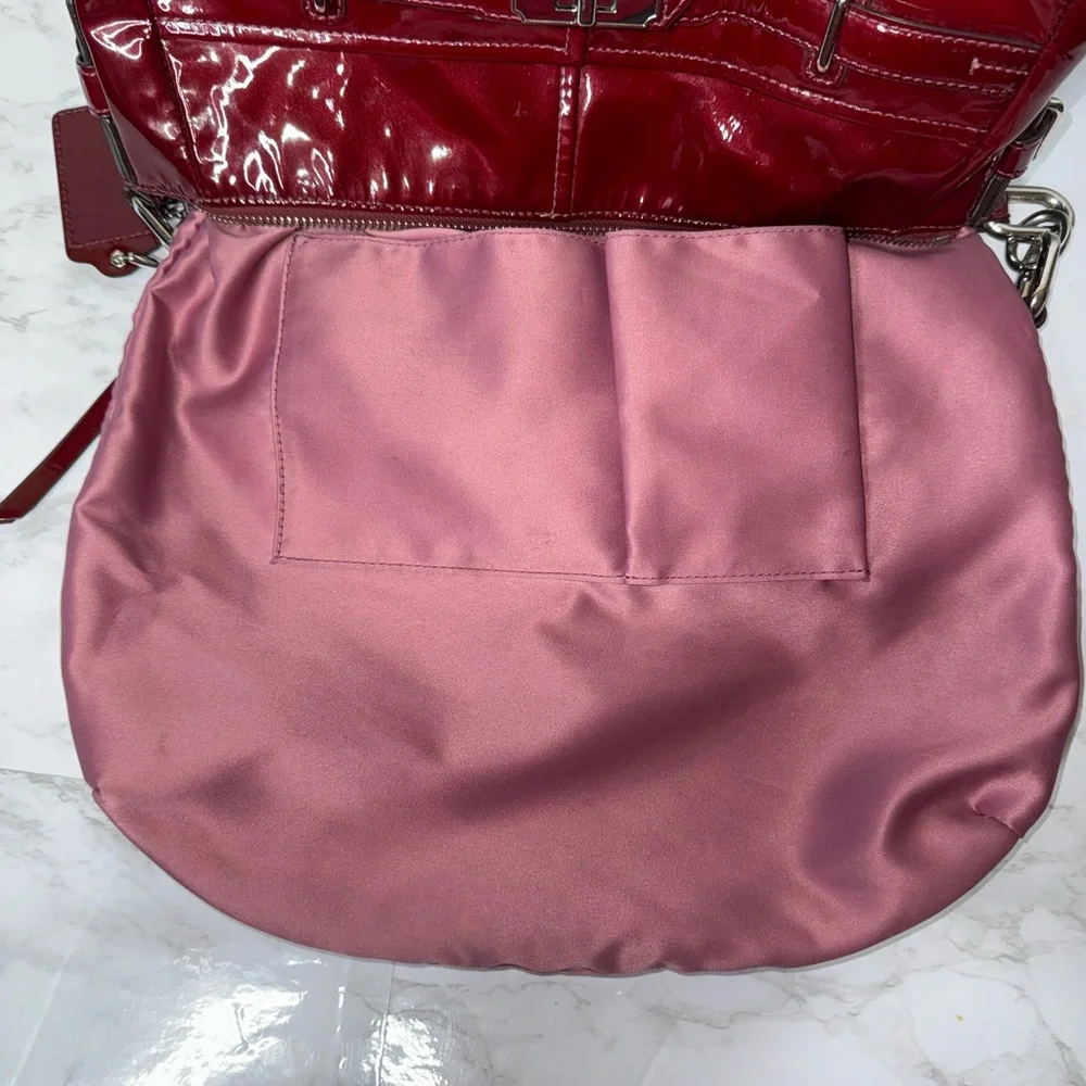 COACH CHELSEA Wine Red Patent Leather Ashley Hobo Shoulder Bag Purse #17861 EUC - Picture 5 of 17